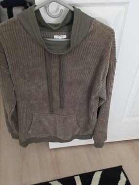 Maurices Olive Green Ribbed Hoodie Sweater